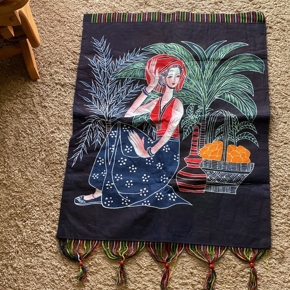 2 - Oriental Wall Hanging Cloth Tapestries - top  has opening for a Rod. - Picture 2 of 8